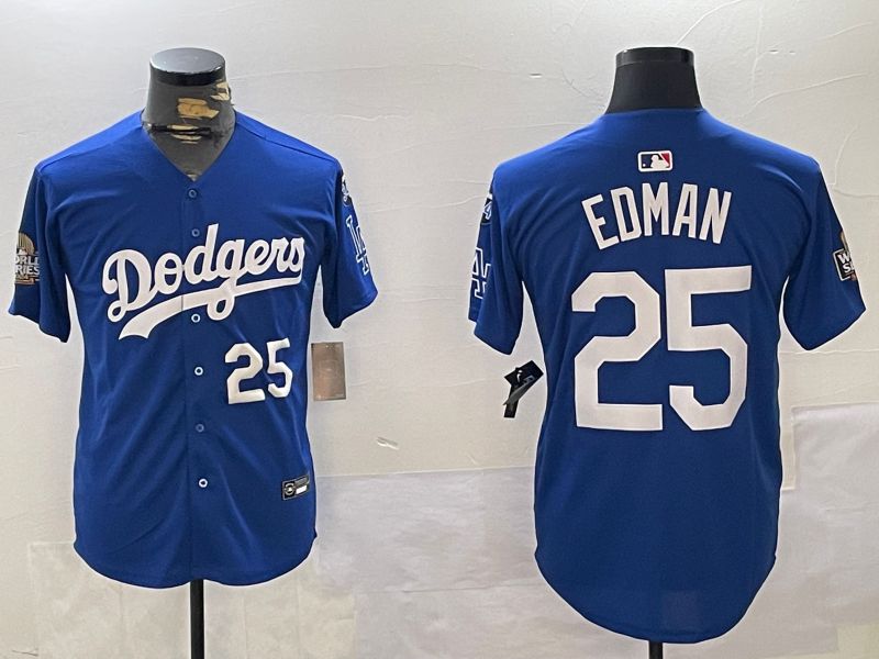 Men Los Angeles Dodgers 25 Edman Blue Game 2024 Nike MLB Jersey style 11201